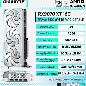 NEW for GPU 9070XT GAMING OC ICE 16G GDDR6 256Bit <b>Fan</b> Desktop Gaming <b>Computer</b> Components in Stock Equipped With High-performance - Product Image 3