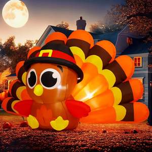 GOOSH Decorazioni Gonfiabili per Festa di Ringraziamento da 2,4 Metri con LED Integrati, Grande Tacchino Portatile in Poliestere - Product Image 6