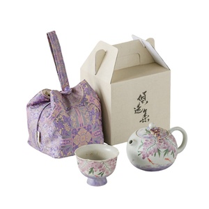 Juego de té de Kung Fu de arcilla pintado a mano con motivos de Glicinia, que incluye una tetera, una taza y un plato, con diseño de peces. - Product Image 5