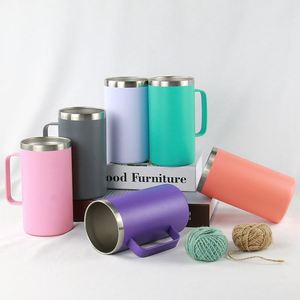 Gobelet isotherme en acier inoxydable de 24 oz, personnalisable avec logo, bouteille d'eau thermos avec poignée, tasses à café à double paroi sous vide - Product Image 1