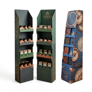 Présentoir de sol ondulé vintage personnalisé, support en papier écologique pliable pour bougies, papeterie rétro et merchandising de cadeaux - Product Image 1