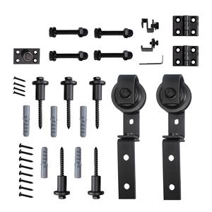 <span class=keywords><strong>Porte</strong></span> pliante <span class=keywords><strong>double</strong></span> <span class=keywords><strong>coulissante</strong></span> moderne avec quincaillerie pour <span class=keywords><strong>porte</strong></span> de grange installée <span class=keywords><strong>sur</strong></span> le dessus, équipée de rails de guidage - Product Image 4