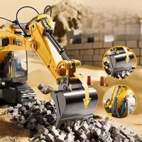 Excavadora de Aleación con Control Remoto, 9 Canales, Camión con Rociador, Juguetes de Excavadora RC 2.4G para Niños, Juguetes de Camiones de Construcción