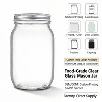 Stoples Mason 8oz 16oz 32oz Stoples Kaca Mulut Lebar untuk Pengalengan Stoples Penyimpanan Makanan Bening dengan Tutup Logam Stoples untuk Acar Madu Selai Grosir