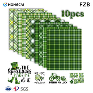 10 pièces de vinyle thermocollant (HTV) à carreaux vert St. <span class=keywords><strong>Patrick</strong></span>, 11,81 x 9,84 pouces, idéal pour cadeaux, agendas, vêtements, décorations de festivals, facile à découper et à transférer - Product Image 1