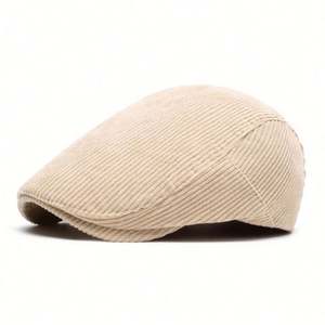 Béret Homme Hiver Automne Tendance en Velours Côtelé Style Vintage Casquette Plate Ivy - Product Image 1
