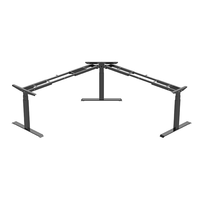 Table de réunion pour ordinateur portable, 3 moteurs, hauteur réglable, pied en métal, cadre de bureau électrique debout en forme de l