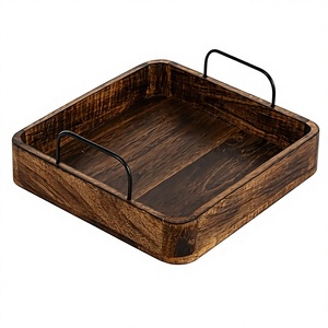 Bandeja Rectangular Moderna de MDF para Servir Té, Café y Bebidas |   Bandeja de Madera Maciza para Mesa de Comedor, para Cocina y Hogar |   Plegable y Sostenible - Product Image 1
