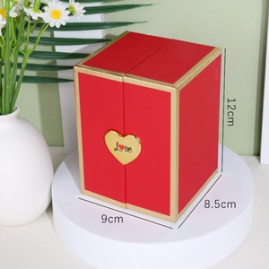 Caja de Regalo para Anillo o Collar con Diseño de Oso y Rosa, con Borde Dorado de Plástico y Doble Puerta, Personalizable con Logotipo, para el Día de San Valentín, Venta al Por Mayor - Product Image 5