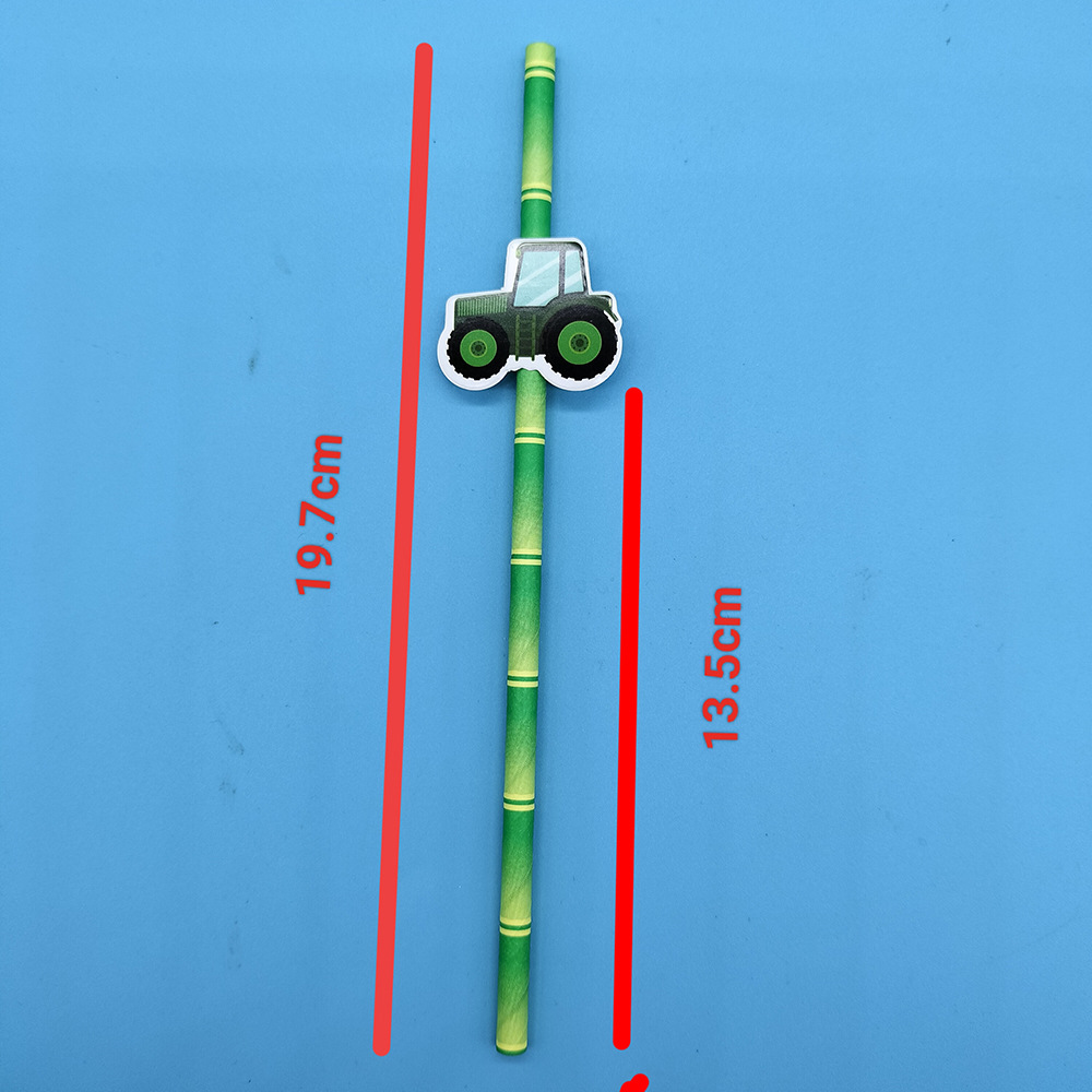 Tarjeta de carrito-pajita de papel de bambú verde