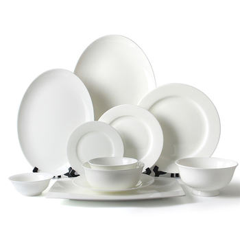 Fine Bone China White Dinner Service Plates Bowls Cup Dining Ware Set Wedding Serveware Set Luxury