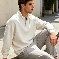 Sweat-shirt OEM pour homme à col montant et demi-zip, en molleton doux French Terry, pull à demi-zip, veste polaire à demi-zip, pull à demi-zip pour homme