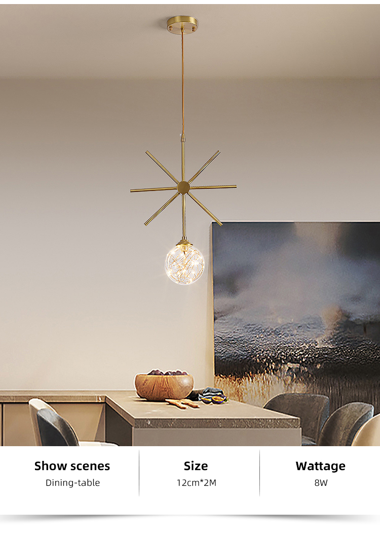 New Indoor Decoration Modern Copper Wholesale Hotel Household Led Chandelier Pendant Lamp