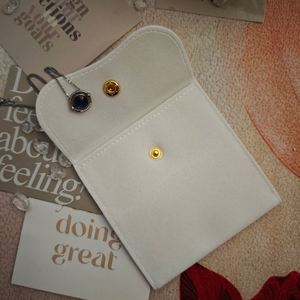 Custom Logo and Size Printed Small <b>Envelope</b> Flap Bags for Necklace Earring Ring Storage Velvet Flap Jewelry Bag - Product Image 4