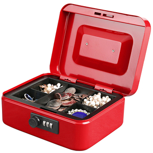 Multiple Compartment Tray Stainless Steel Metal Portable Money Cash Safe Box For Sale
