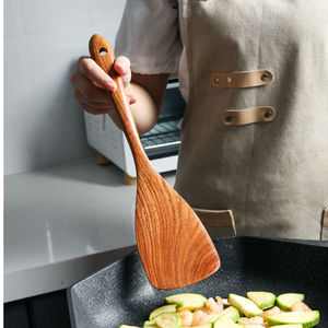 Juego de utensilios de madera estilo chino, 8 piezas, madera de olivo roja, cuchara, espátula, cucharón, colador, solo lavar a mano - Product Image 3