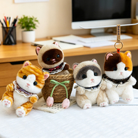 Porte-clés personnalisé OEM en forme de chat en peluche avec sangle en cuir et logo, mascotte sur mesure pour articles promotionnels de marque
