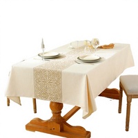Nappe de table carrée en lin crocheté à rayures géométriques, style américain, personnalisable, imperméable, vente en gros fabricant