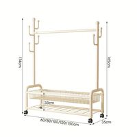 Perchero de ropa negro obsidiana con ruedas y doble malla para zapatos y ropa, para dormitorio juvenil, perchero resistente