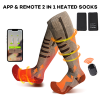 Chaussettes chauffantes électriques rechargeables avec fermeture éclair et télécommande, chaussettes de ski thermiques réglables avec batterie, chaussettes chaudes pour l'hiver