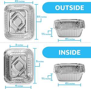 250ml Aluminum Rectangle Disposable <b>Foil</b> Tray with Plastic Dome Lid Takeout <b>Container</b> Food Grade - Product Image 2