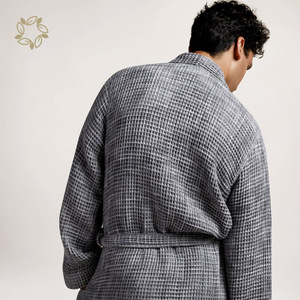 Organic <strong>Waffle</strong> <strong>Robe</strong> for <strong>Men</strong> Bamboo Cotton <strong>Robe</strong> 230 Grams Bathrobe White <strong>Waffle</strong> Hotel Bathrobe Custom Bath <strong>Robe</strong> - Product Image 3