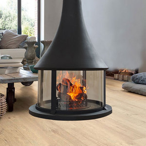 Camino a legna sospeso, vetro curvo vista a 360 gradi del fuoco - Product Image 6