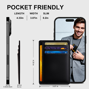 <span class=keywords><strong>Portafogli</strong></span> Sottili Minimalisti in Vera Pelle Personalizzati per Uomo, Lunghezza Corta, Tasca Frontale, Blocco RFID, Fodera in Nylon, Porta Carte - Product Image 2