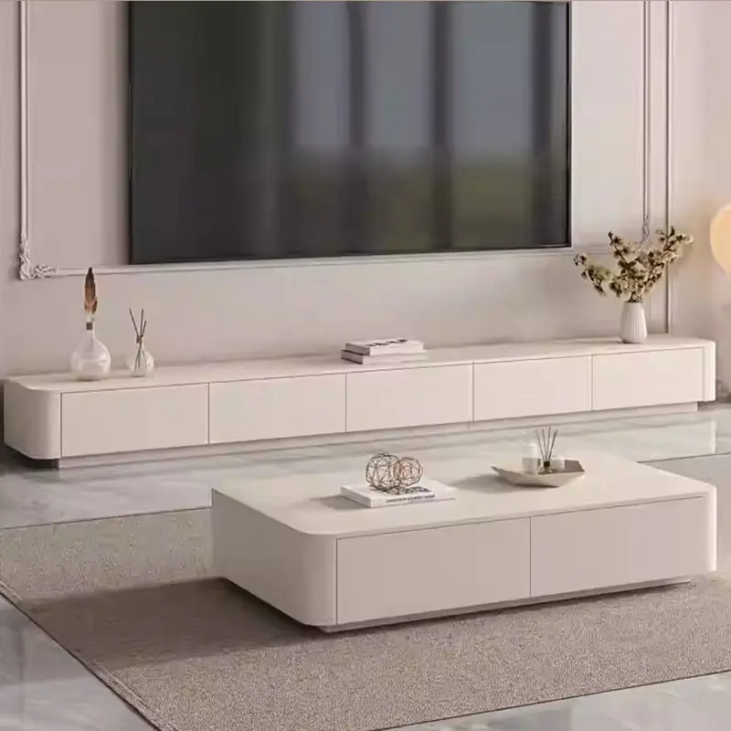 Hoge Kwaliteit Luxe Huismeubilair Woonkamer Sets Smart Morden Tv-Standaard Met Lade Salontafel Set