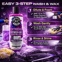 Shampooing auto moussant intense avec cire (473ml) - pH équilibré, sûr pour les voitures à peinture enduite, nettoyage en profondeur et protection brillante de la peinture