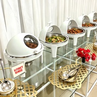 Chauffe-Plat de Luxe Blanc 6L en Acier Inoxydable à Alimentation au Gaz, Meilleure Vente, pour Buffet d'Hôtel et Fêtes