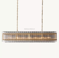 Lustre de restaurant de luxe américain, style minimaliste, pour salon, rectangulaire, en verre cristal