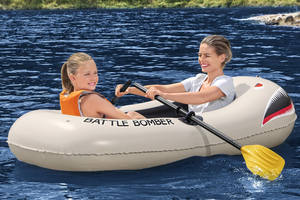 1 Adult and 1 Child 61108 Inflatable Rubber Canoe Kayak Battle Bomber <strong>Raft</strong> with Oars <strong>Paddle</strong> - Product Image 4