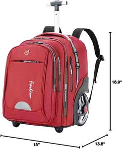 Free sample Unisex Rolling Backpack with a Large Capacity and Water Resistance for School <b>Trolley</b> Bags with Soundproof Wheels - Product Image 2