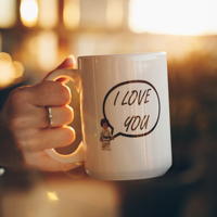 Tasse à café en céramique blanche brillante de 15 oz, avec poignée, pour sublimation