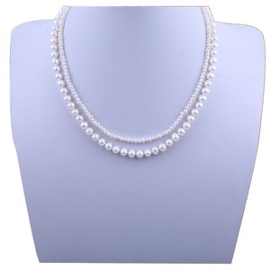 Auténtico Collar de Perlas de Agua Dulce Redondas de 3-6 mm para Mujer, Elegante y Versátil, Cadena Doble con Cadena para Clavícula - Product Image 5