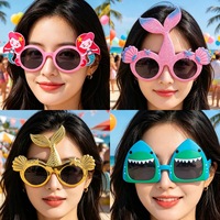 Lunettes de fête transfrontalières à thème animaux marins |   Modèle SEA001 en PC, formes amusantes de requin et d'étoile de mer, pour la plage d'été