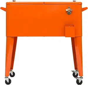 80 Quart Portable Picnic Cooler in Orange Insulated Basin