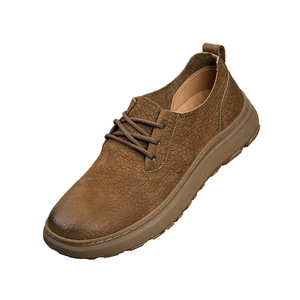 Chaussures à lacets pour hommes en cuir véritable, bout rond, semelle extérieure en caoutchouc, style confortable pour la marche - Product Image 4