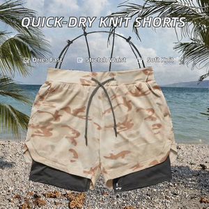 Shorts longs tricotés noirs pour hommes, collection été, haute qualité, décontractés, respirants, séchage rapide, taille mi-haute, taille élastique - Product Image 2