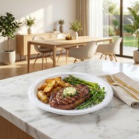 Assiettes rondes jetables en plastique PP de qualité alimentaire, épaisses et blanches, pour collations, barbecues, buffets, plateaux de fruits, pique-niques, nouilles