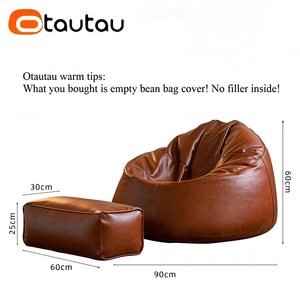 OTAUTAU DD121 ปลอกบีนแบ็กหนัง PU ปลอกเก้าอี้เกม ปลอกออตโตมัน ไม่มีไส้ใน - Product Image 3
