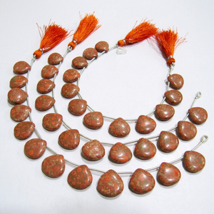 Perles en cuivre turquoise orange en forme de cœur, lisses et simples, taille 14-15 mm, brin de 8 pouces de long, vendu par brin. - Product Image 1