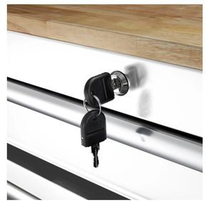 Robuste 46 Zoll 9-Schubladen-Werkbank mit Werkzeugwagen Schrank Weiß - Product Image 4