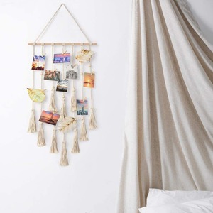 Porte-photos mural en macramé, décoration murale moderne en coton fait main, décoration de bureau à domicile, art mural, décoration de chambre, 30 - Product Image 2