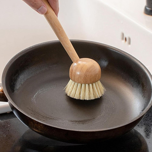 Bamboo Handle Dish Scrub <strong>Brushes</strong> with Stiff Bristles for Washing Kitchen <strong>Cast</strong> <strong>Iron</strong> Pan Pot - Product Image 5