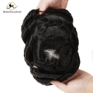 Système capillaire de haute qualité en dentelle suisse pour hommes, base australienne, cheveux humains indiens lisses, toupet en PU naturel - Product Image 2