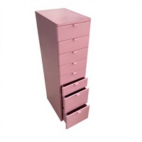 Commode autoportante moderne en acier turquoise à 8 tiroirs verrouillables pour le rangement de maquillage à la maison, au bureau et dans la chambre