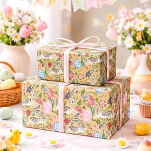 Kraft Bunny <b>Easter</b> <b>Wrapping</b> <b>Paper</b> 17 In X 32.8 Ft Floral Botanical Craft <b>Paper</b> For <b>Easter</b> Gift Wrap - Product Image 4