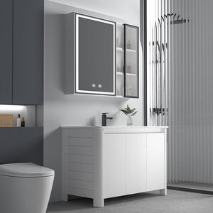 Nouvelle armoire de salle de bain en aluminium avec lavabo intégré sans joint, armoire de salle de bain sur pied - Product Image 3